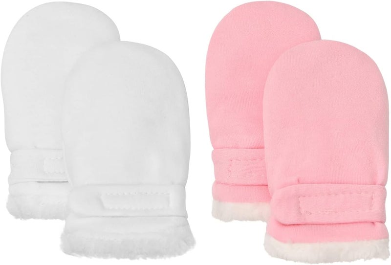 Reyow Baby Winter Mittens Newbron Adjustable Stay-On 0-12 Months Warm Gloves Sherpa Lined Fleece Infant Mittens Winter for Boy Girl - Image 1